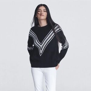 Rag & Bone Alps Cotton Crew Black White Sweater Size Medium $395